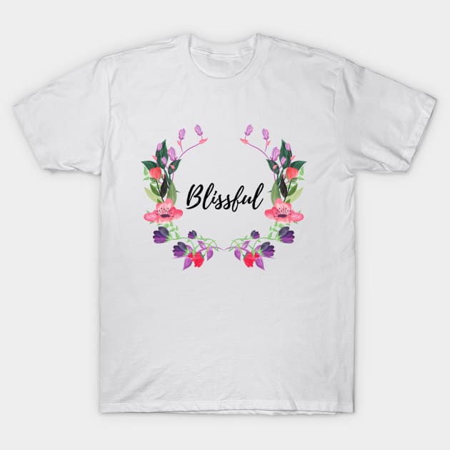 "Blissful" Floral Graphic Design T-Shirt by AllisonGrace